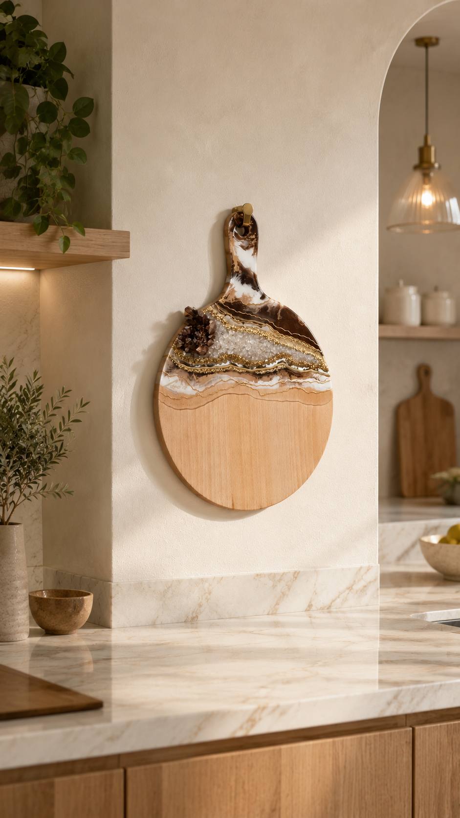 Tagliere artigianale in legno naturale e resina epossidica - foto 1