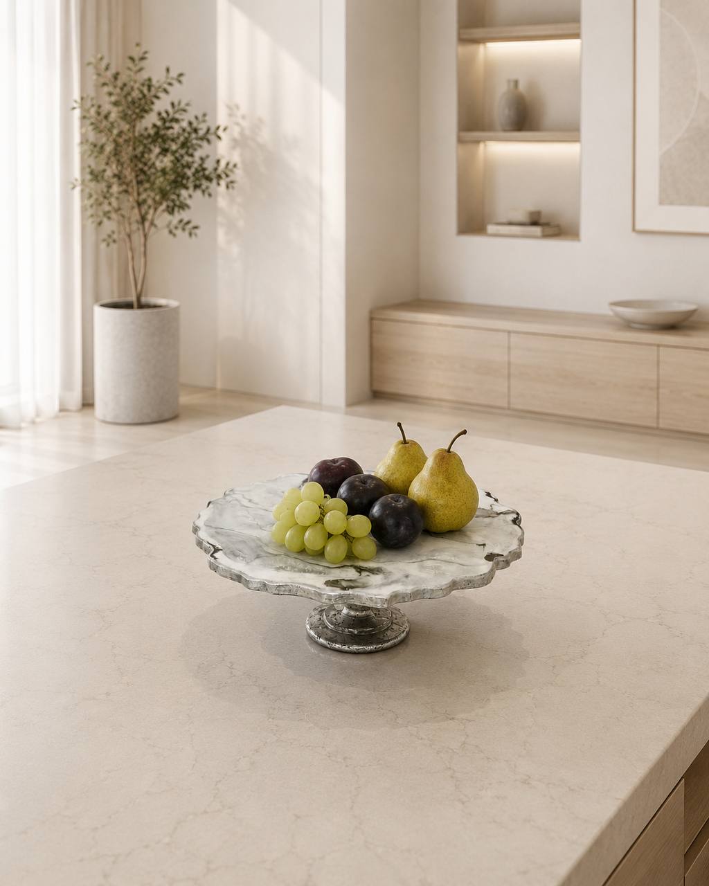 Alzata per dolci in resina effetto marmo - foto 4