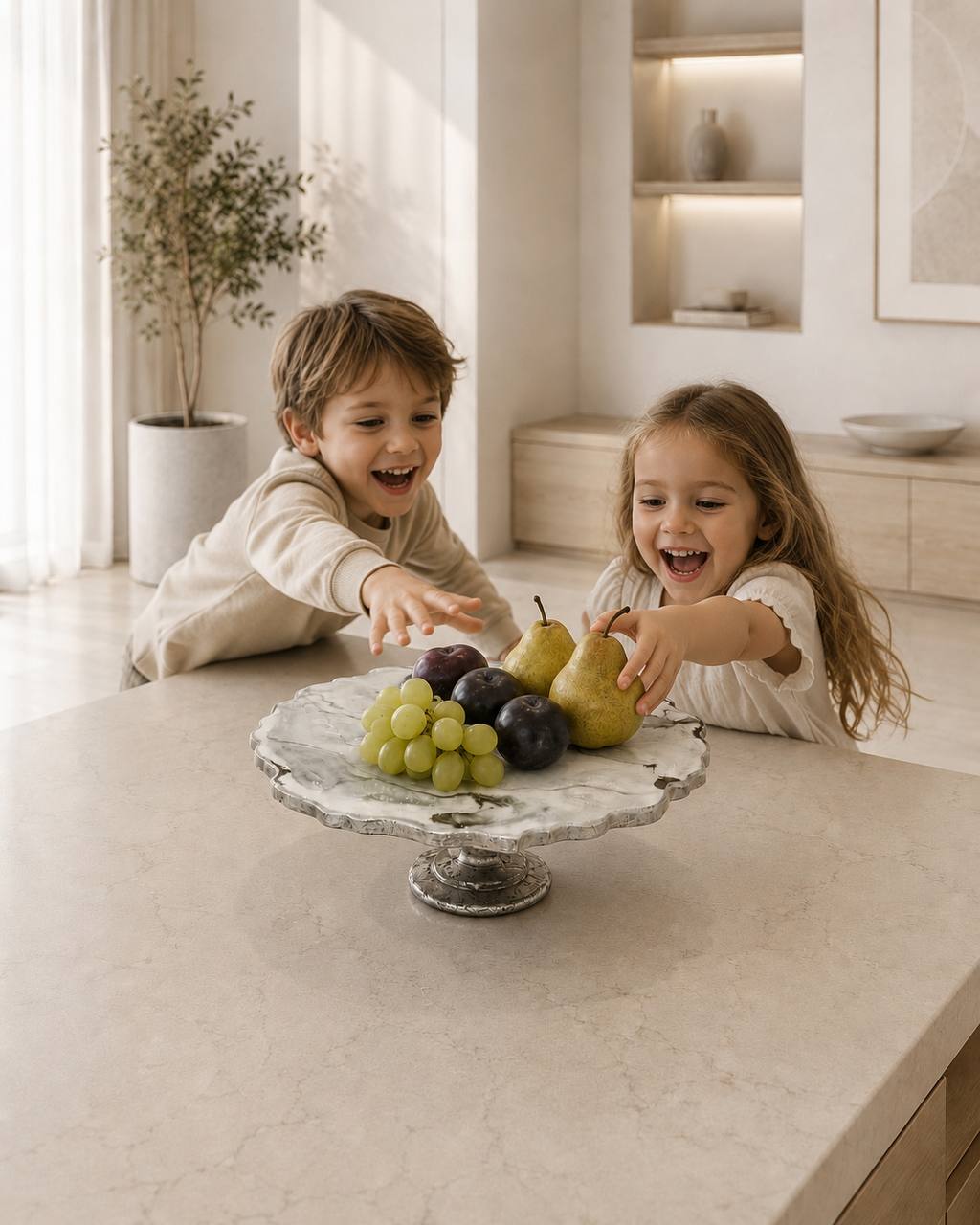 Alzata per dolci in resina effetto marmo - foto 5